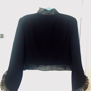 Maggie London Bolero Jacket Black Ruffle Vintage Style Size 14 Large